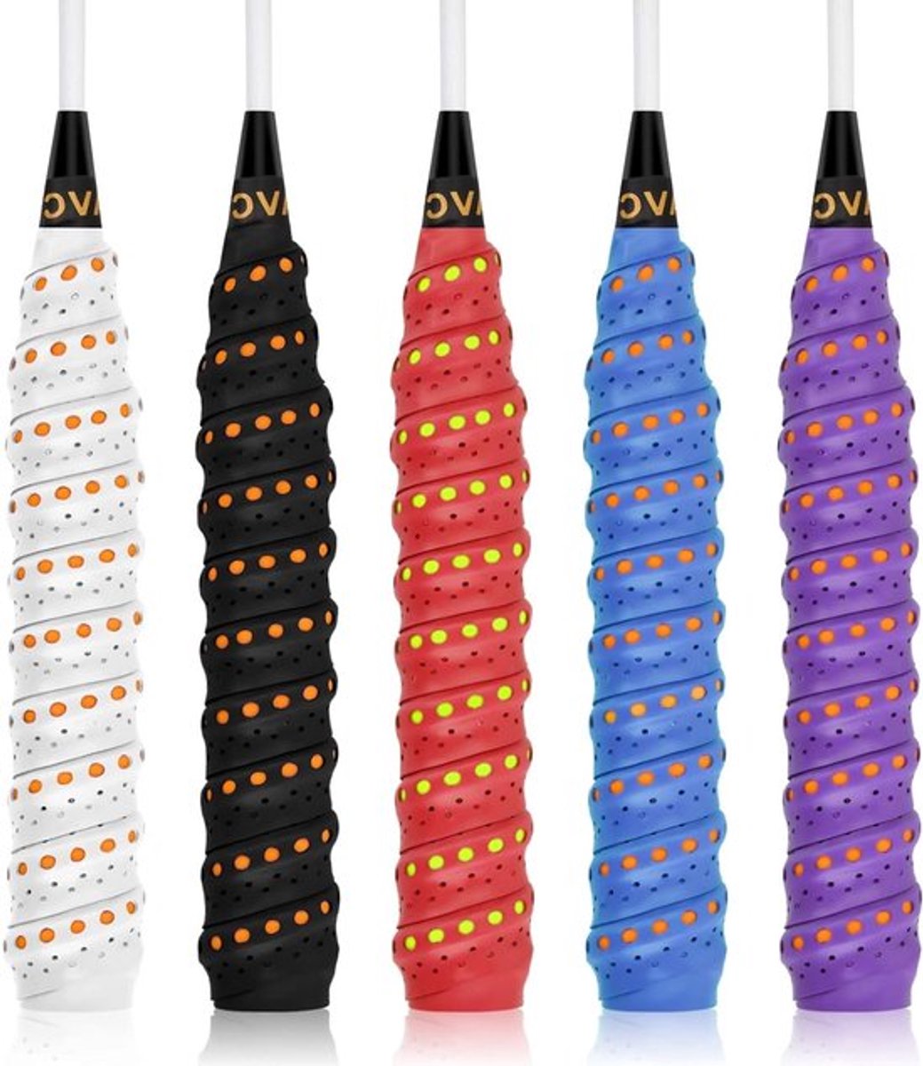 Set van 5 Badminton Rackets met Grip Tape, Ideaal voor Tennis, Squash en Vissen, Verkrijgbaar in 5 Kleuren