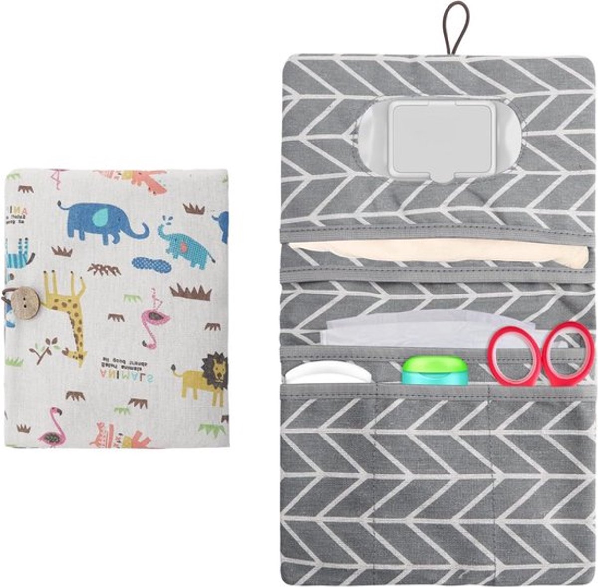 Organizer voor Luiertassen - Compacte Luiertas voor Moeders - Beige Luiertas met Dierenpatroon, Ideaal voor Reizen en Dagelijks Gebruik, 22x18 cm