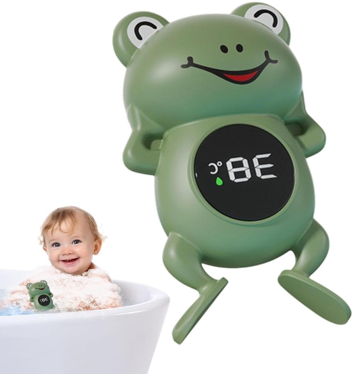 Badthermometer Kinderen - Babytemperatuurmeter Badje - Veilig Baden - Cartoon Kikker Vorm - 148 x 144 x 58 cm - Groen