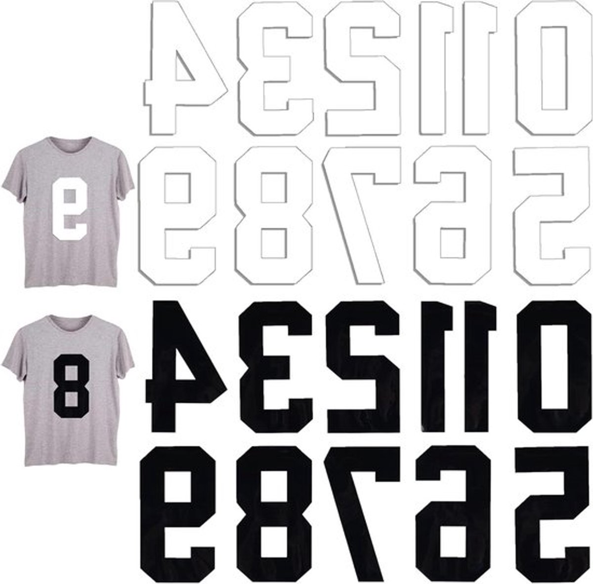 22 Stuks Warmteoverdracht Cijfers 0 tot 9 voor Sportkleding, T-shirts en Teamshirts, IJzer Op Cijfers voor Voetbal, Basketbal en Honkbal