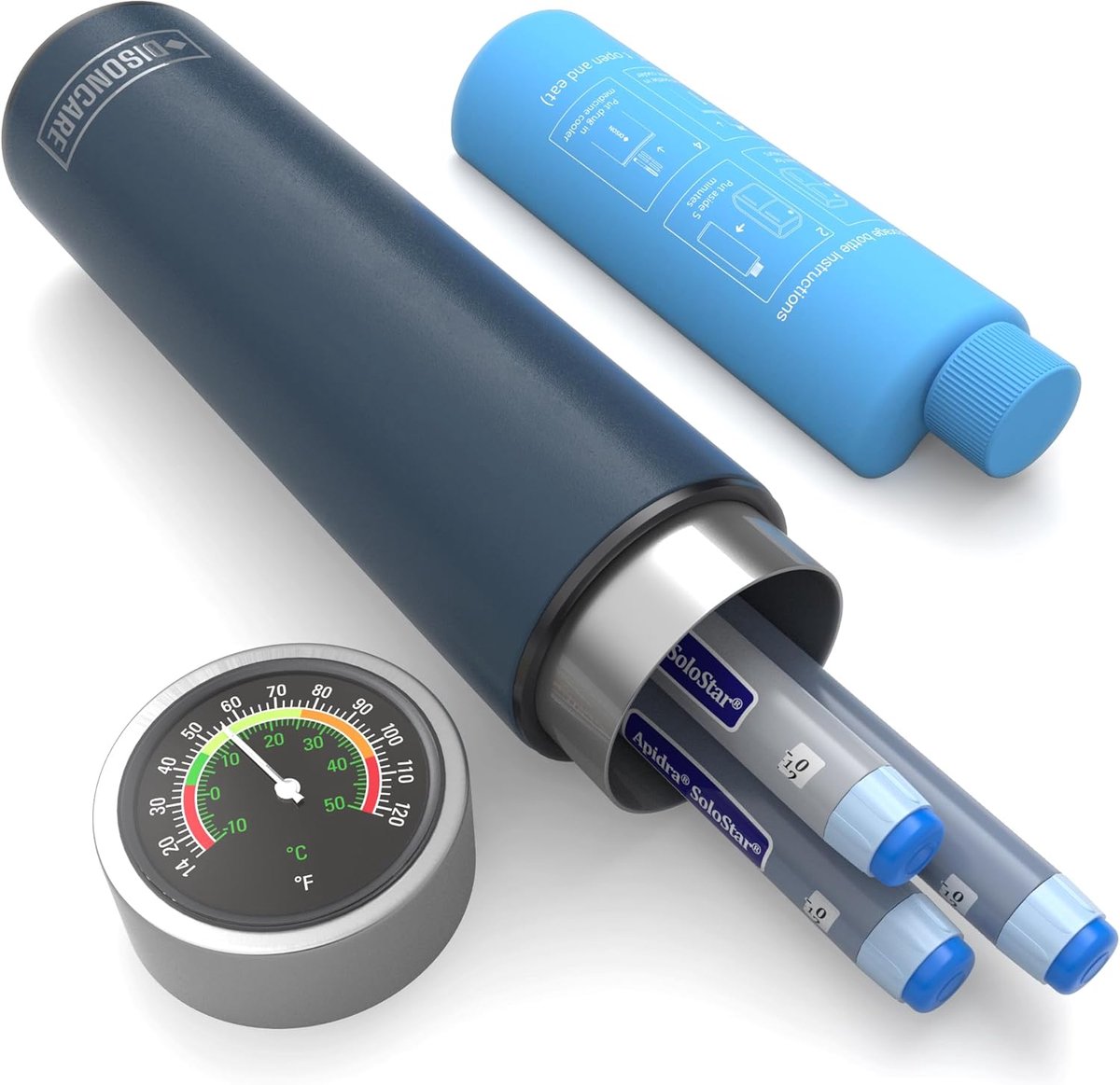 SnelShoppen - Insuline Cooler Reiscase voor 3 Pennen met Mechanische Temperatuurweergave, Medicijnen Koeltas, Houdt 2–8°C voor Diabetes Reizen, TSA Go