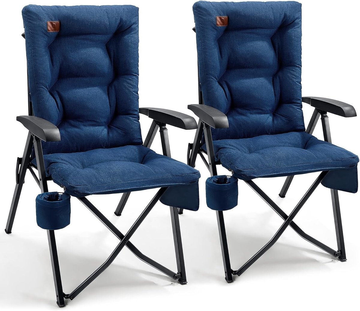 Opvouwbare Campingstoel - Blauw - 109 cm - Gepolsterd met Zijvak en Drankhouder - Voor Buiten en Binnen