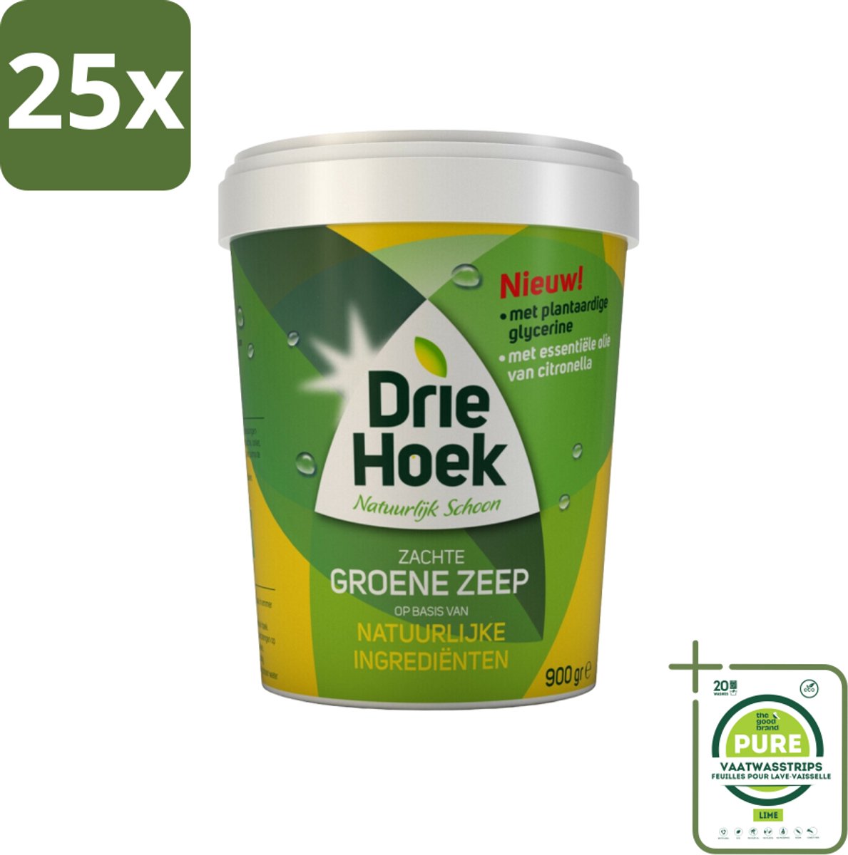 25 x Driehoek – Zachte Zeep – Groene Zeep – 900 gr - Grootverpakking - Natuurlijke Zeep - Reinigingsmiddel - Hout Reinigen - Steen Reinigen - Textiel Reinigen