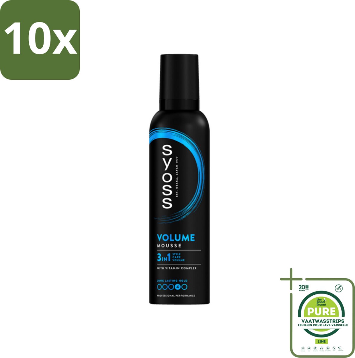 10 x Syoss - Volume - Haarmousse - Langdurige Volume - 250 ml - Grootverpakking - Haarvolume - Volumineuze Styling - Haarmousse - Volume Mousse - Syoss