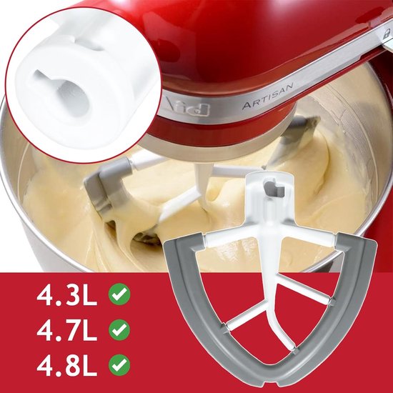 Flex Edge Klopper - Mixer Accessoire Keukenmachine - Beslag Maken - Dubbele Flexkant - 155 mm x 154 mm - Zilver — afbeelding 3