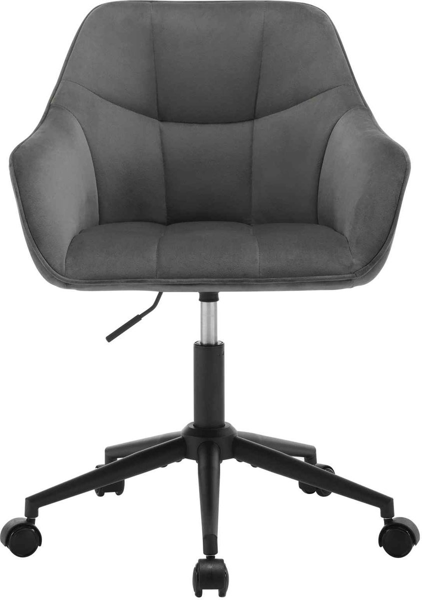 CORE Fluwelen Bureaustoel - Draaibare Bureau- en Make-upstoel met Armleuningen - In Hoogte Verstelbare Computerstoel - Comfortabele Velvet Stoel met 360° Draaifunctie - Zithoogte 48 tot 57cm - 61x61x81-90cm - Donkergrijs