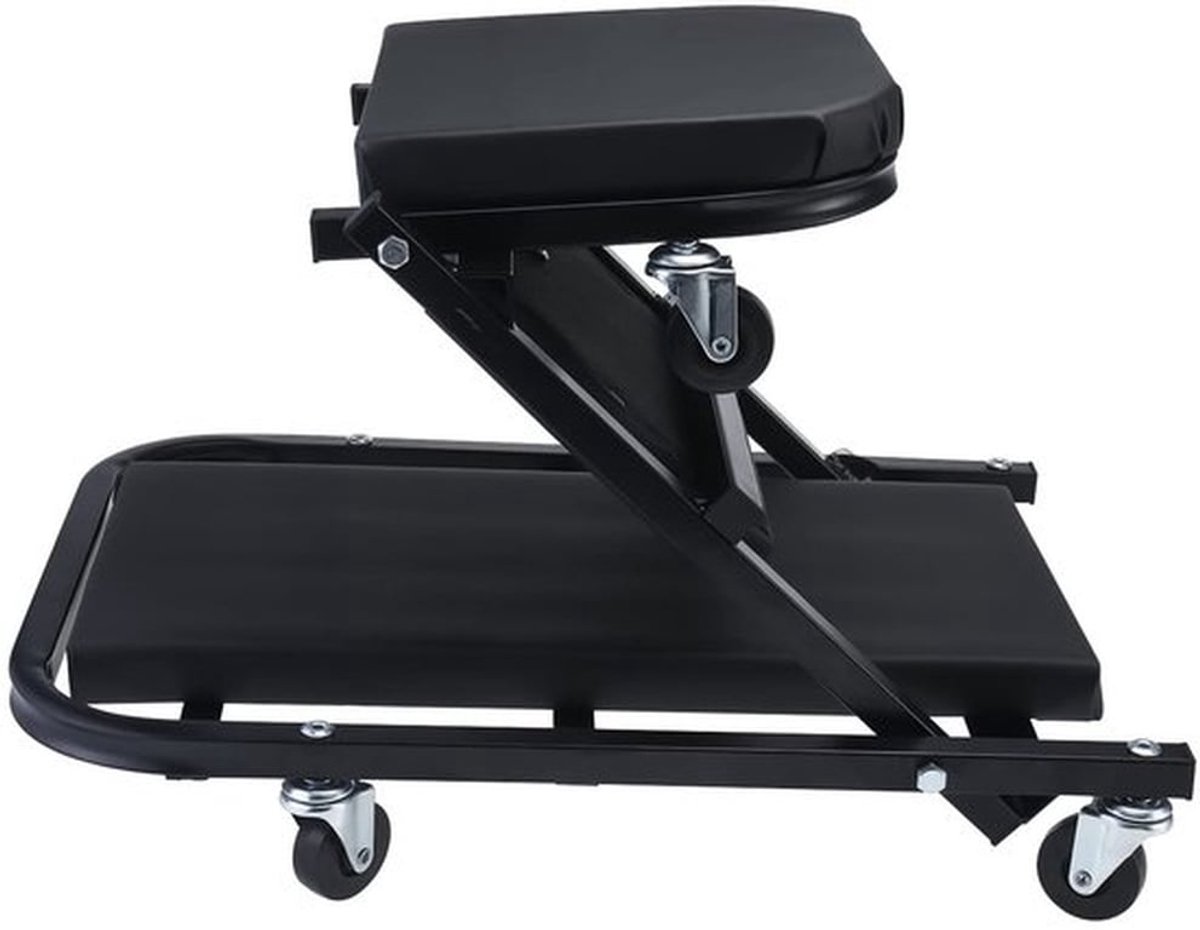 2-in-1 Auto Rolplank Werkplaatskruk - Tot 150kg Draagvermogen - Inklapbaar en 360° Draaibaar - Mobiel Werkplaatsgereedschap - Geschikt vo...