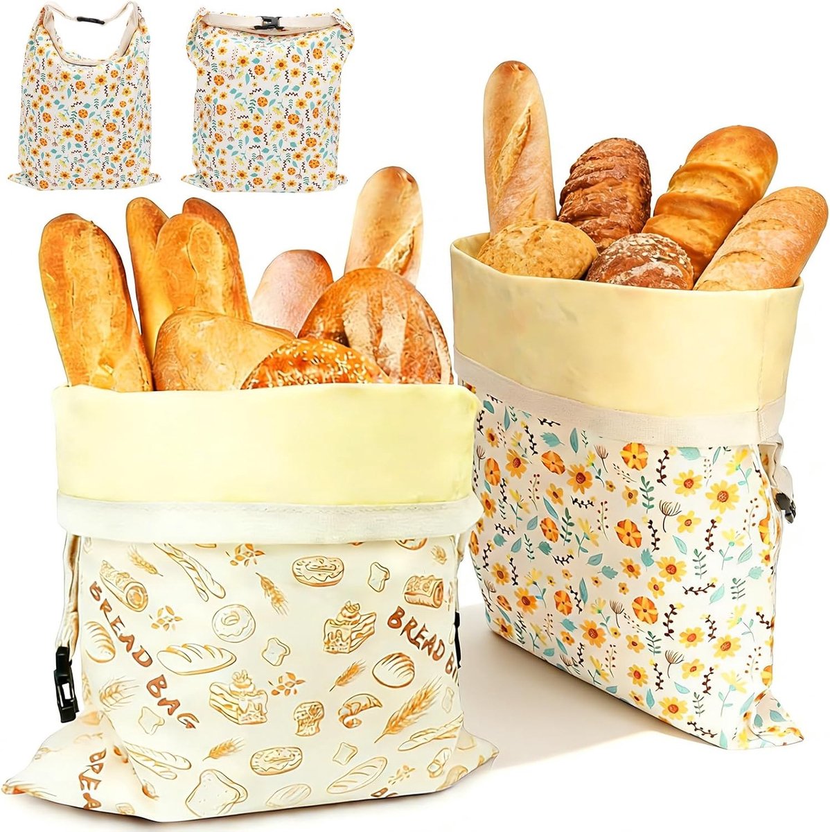 Broodzakken met Bijenwas - 43 x 33 cm - Katoen-Linnen - Herbruikbare Opbergzakken voor Brood