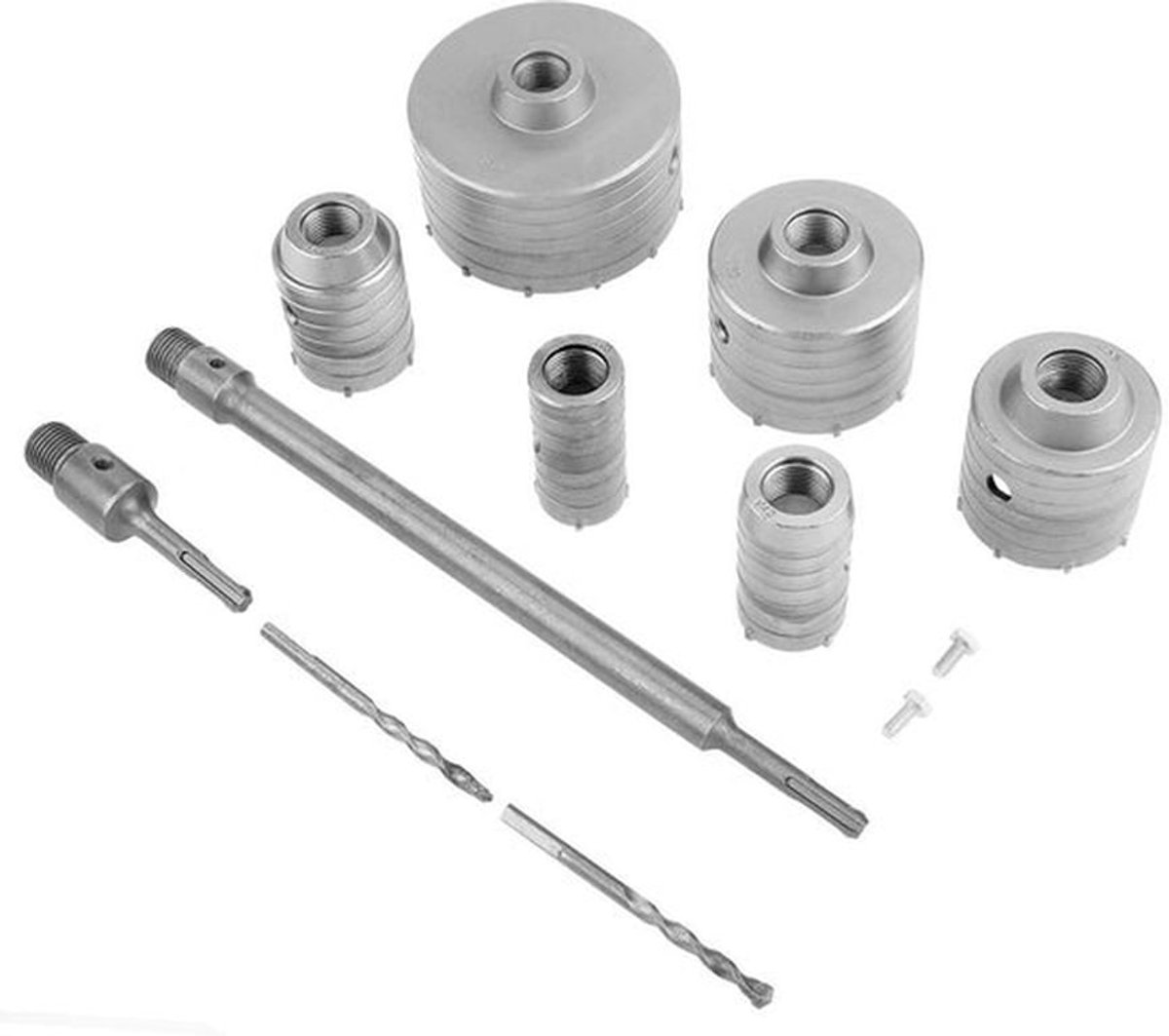 Gatboor-set - 10-delige kernboor-set - Hoogwaardige boren - Diverse maten - Geschikt voor cement - SDS Plus