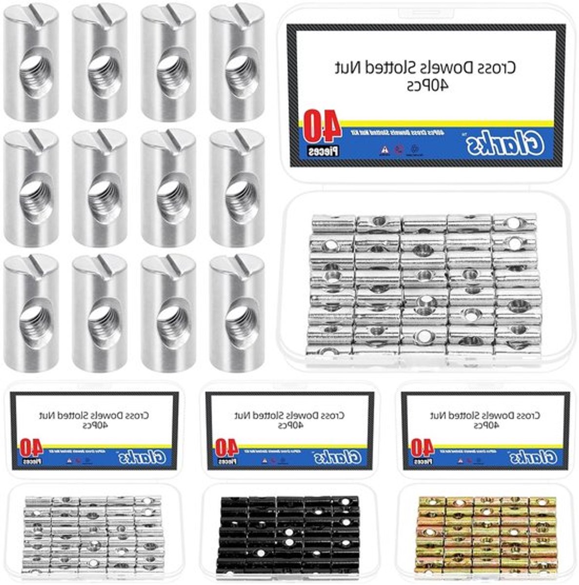 40 Stuks M6 x 20mm Verchroomde Barrel Cross Dowels en Slotted Moeren voor Meubels, Bedden en Stoelen, Duurzame Vervangingshardware