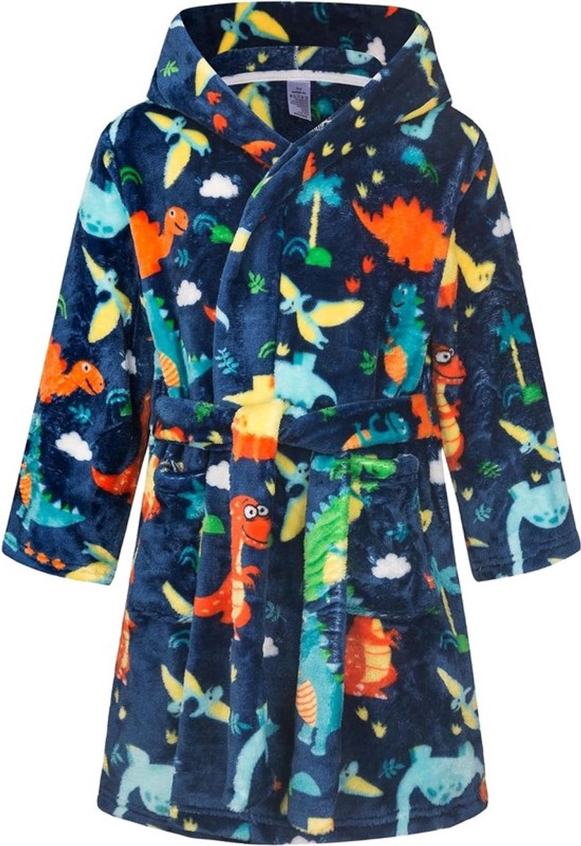 Fleece badjas voor kinderen met capuchon, superzacht en cozy, flanellen pyjama voor jongens en meisjes, maat 92-128, ideaal voor thuis en slapen