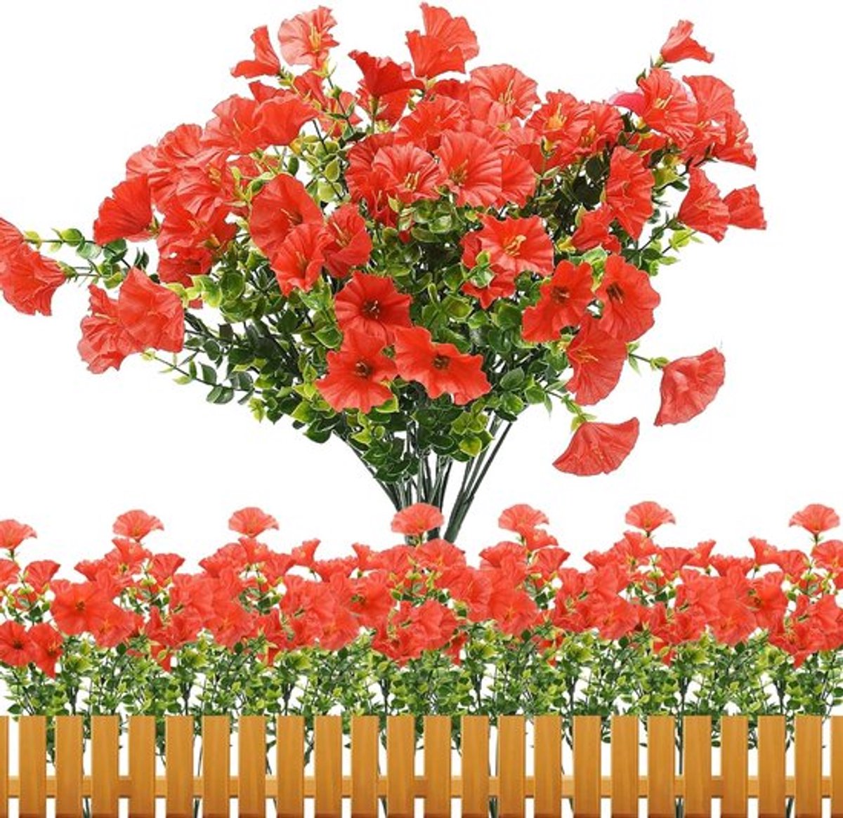 8 Bundels Kunstbloemen UV-bestendig Petunia voor Tuin, Balkon, Vaas en Hangpotten - Decoratie voor Buiten en Binnen