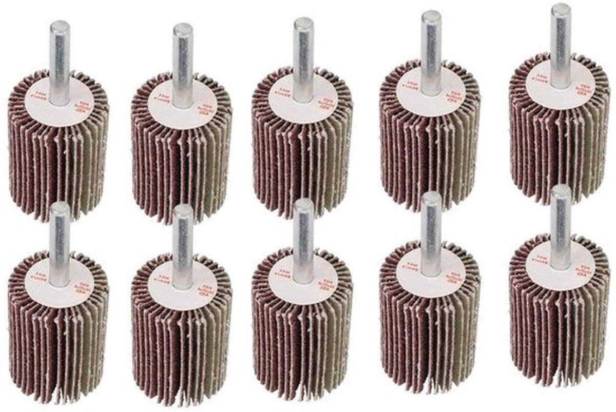 Schuur- en Polijstschijven 30x40x6mm - 10 Stuks Schuurpapier Flapwiel met 6mm Stift voor Metaal en Houtbewerking
