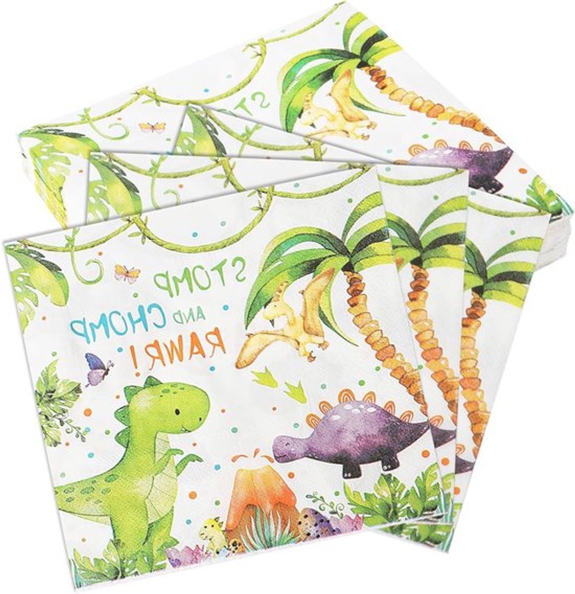 40 stuks dino-servetten voor verjaardagsfeest, 3-laags, schattig dinosaurus-design, jungle-thema, milieuvriendelijk en absorberend, ideale feestdecoratie voor kinderen