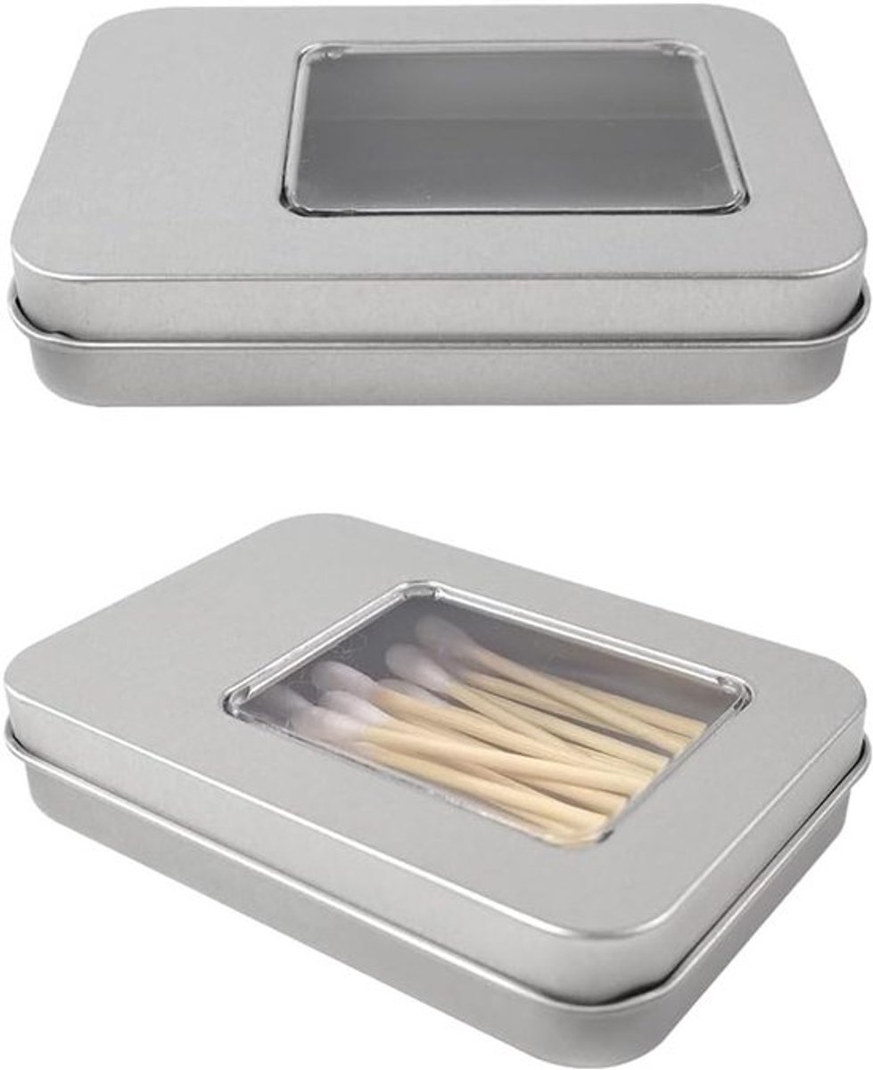 Draagbare metalen houder voor wattenstaafjes en tandenstokers, compact en lichtgewicht, ideaal voor reizen