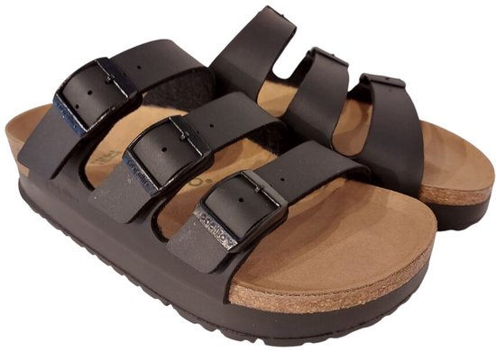 Birkenstock Florida III Pap Flex Platform Zwarte Slippers