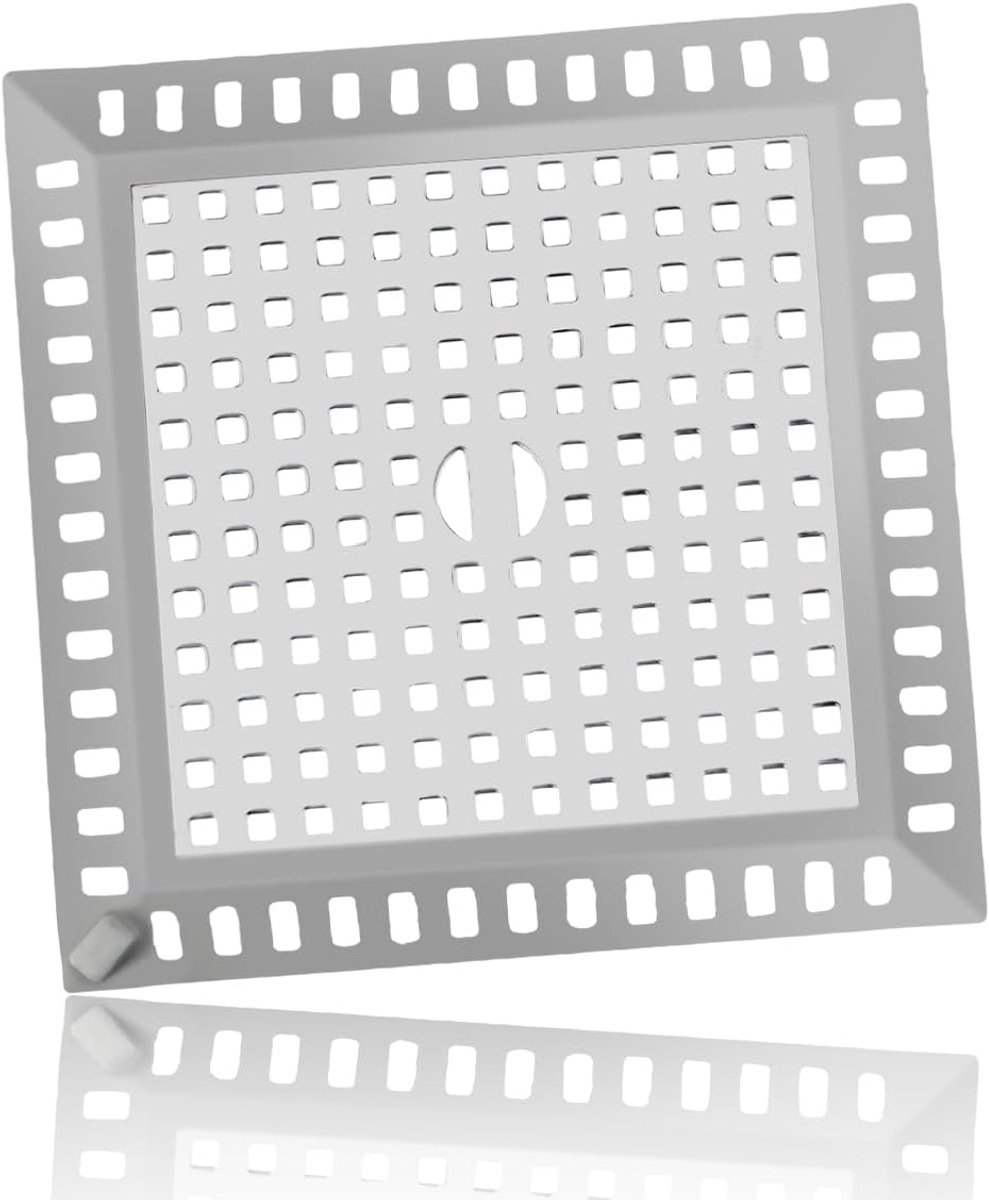 SnelShoppen - Roestvrijstalen Haarzeef Douche 12,2x12,2 cm - Vierkante Afvoerbescherming voor Badkamer, Keuken, Badkuip, Douche en Wastafel - Haarstra