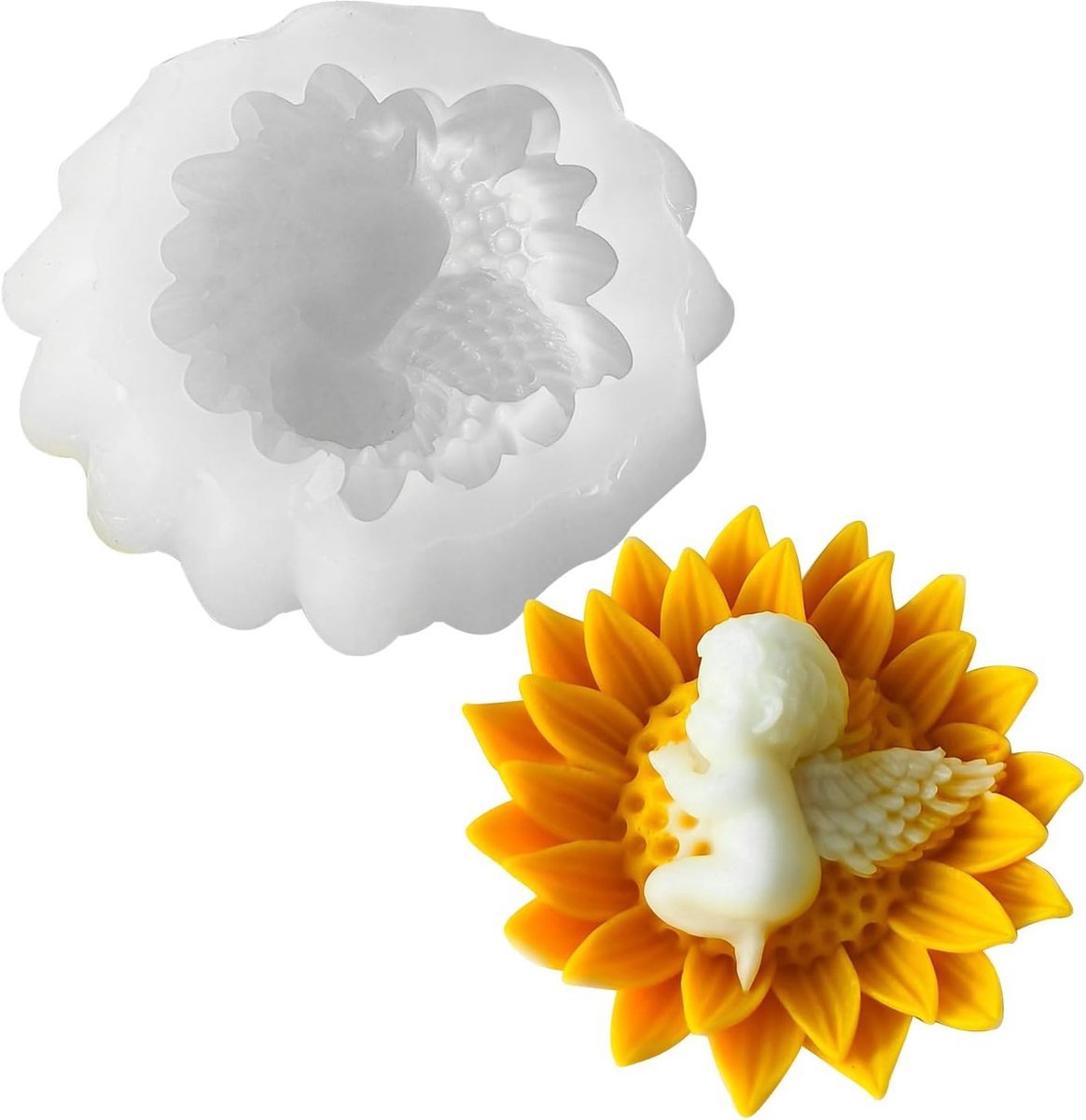 Siliconen kaarsenmal 3D engel - herbruikbaar en duurzaam - voor unieke bloemenkaarsen - ShopVlot