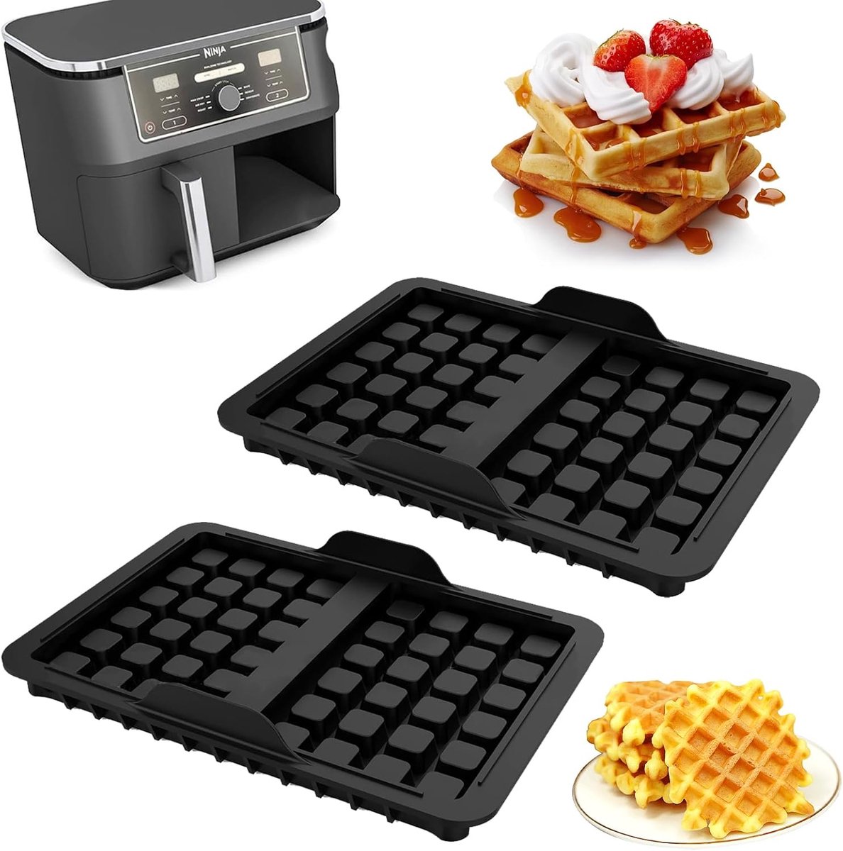 SnelShoppen - Silicone Wafel Mallen voor Airfryer, Herbruikbaar Wafel Inzetstuk, Geschikt voor AF400EU, AF451EU en SL400EU, Stapelbaar, Keuken Accesso
