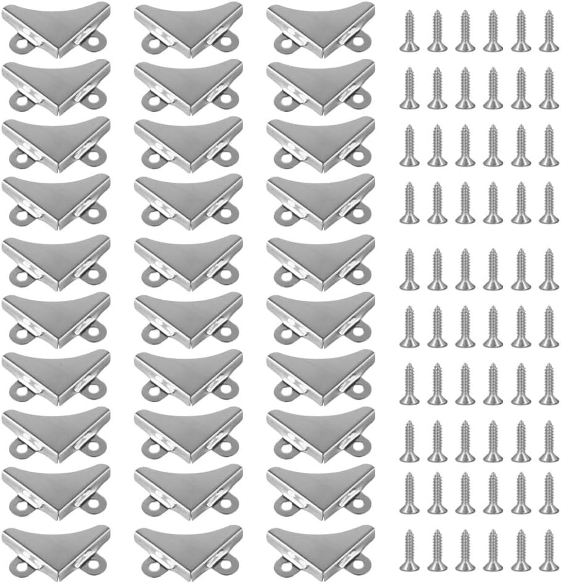 SnelShoppen - 30 Stuks Hoekbeugel Set voor Spiegel, Foto Hoekhouder voor Muur, Metaal Vernikkeld Spiegel Bevestigingsclip met Schroefgaten, 30mm x 30m