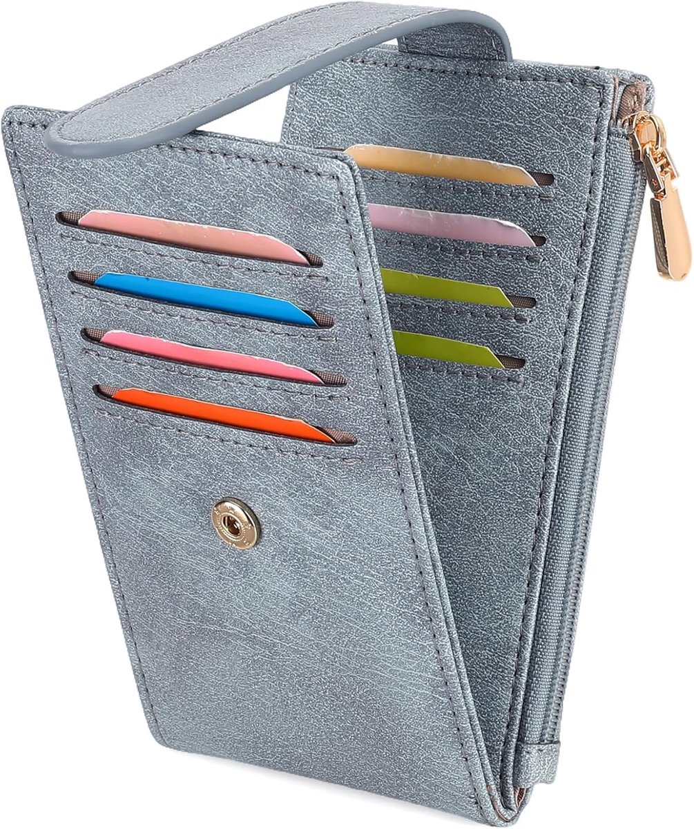 SnelShoppen - Dames Portemonnee Klein met RFID-bescherming - Lederen Mini Portemonnee met Rits - 12 Kaartvakken en Muntvak - Ideaal voor Feest en Dage