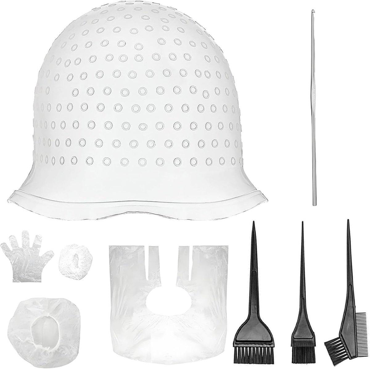 Silicone haarverf caps - herbruikbare strengen set - silicone kwast - gemakkelijk schoon te maken - voor thuis en salon - ShopVlot