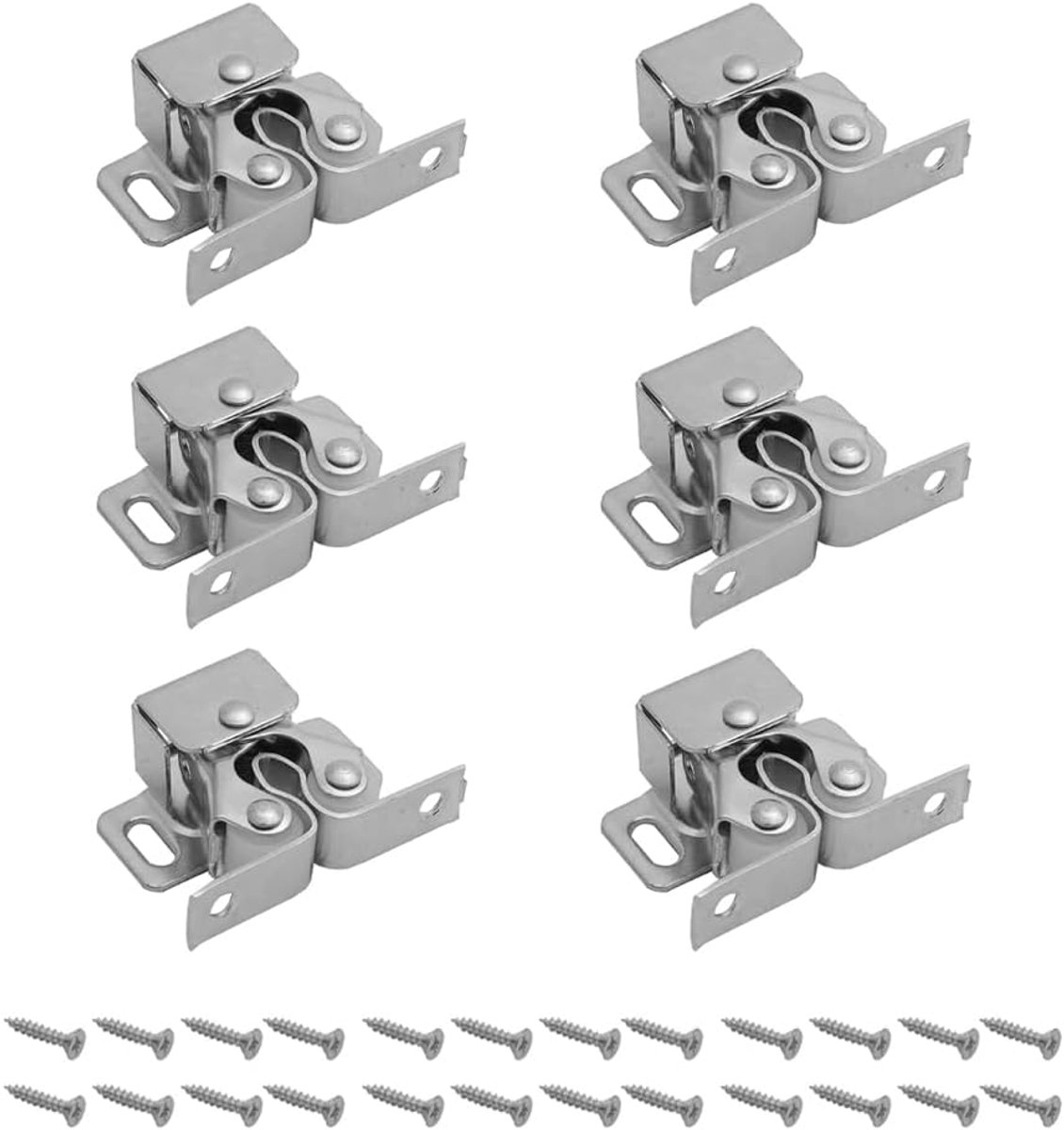 SnelShoppen - 6PCS Deurstoppers Magnetische Deurbuckle voor Kast Deuren - Stabiele Metaal Beveiliging met Dubbele Rolslot - Eenvoudige Installatie voo