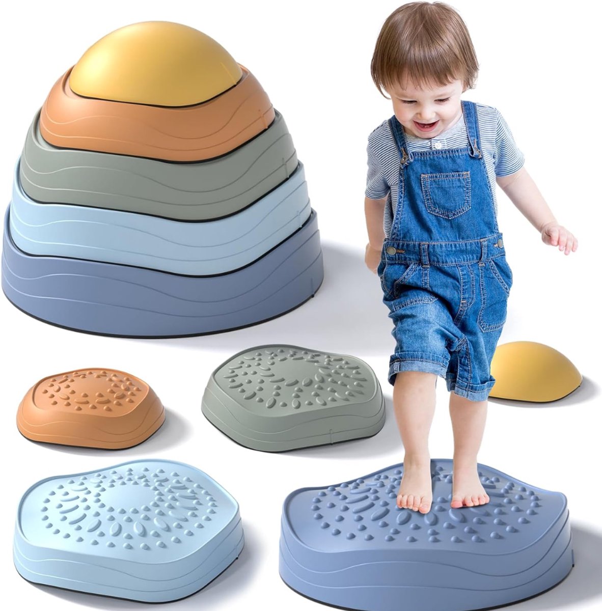 JCP® Stapelstenen - Stapelstenen Kinderen - Balansstenen met Antislip - Veelkleurig - 33cm x 33cm x 14cm