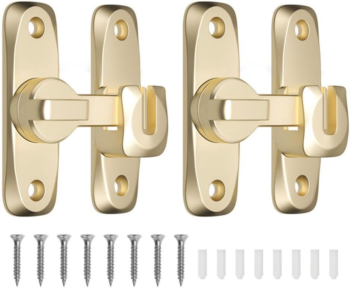 SnelShoppen - Universele Zink Legering Deurslot (90/180 Graden), Schuifslot met Vergrendelingsmechanisme (1/2/3 Delen), Schuifdeurslot met Schroeven v
