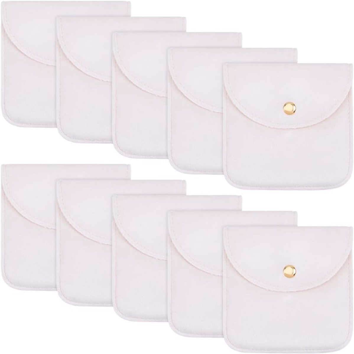 SnelShoppen - 10 stuks fluwelen sieradenzakjes met drukknop, 10 x 9 cm, zachte opbergvakken voor halskettingen, armbanden en ringen, cadeauverpakking,