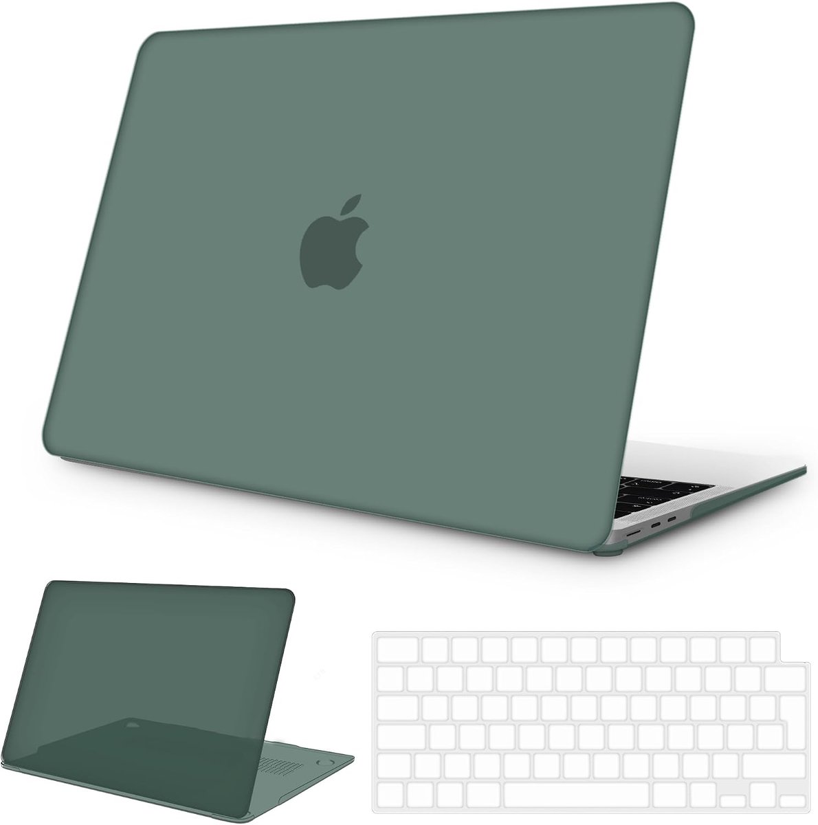 SnelShoppen - MacBook Air 13.6 Inch Beschermhoes 2022-2026, Diepgroen TPU, Ultra Dun, Rigid Bescherming, Geschikt voor A3449 M5 M4 M3 M2, Toetsenbord