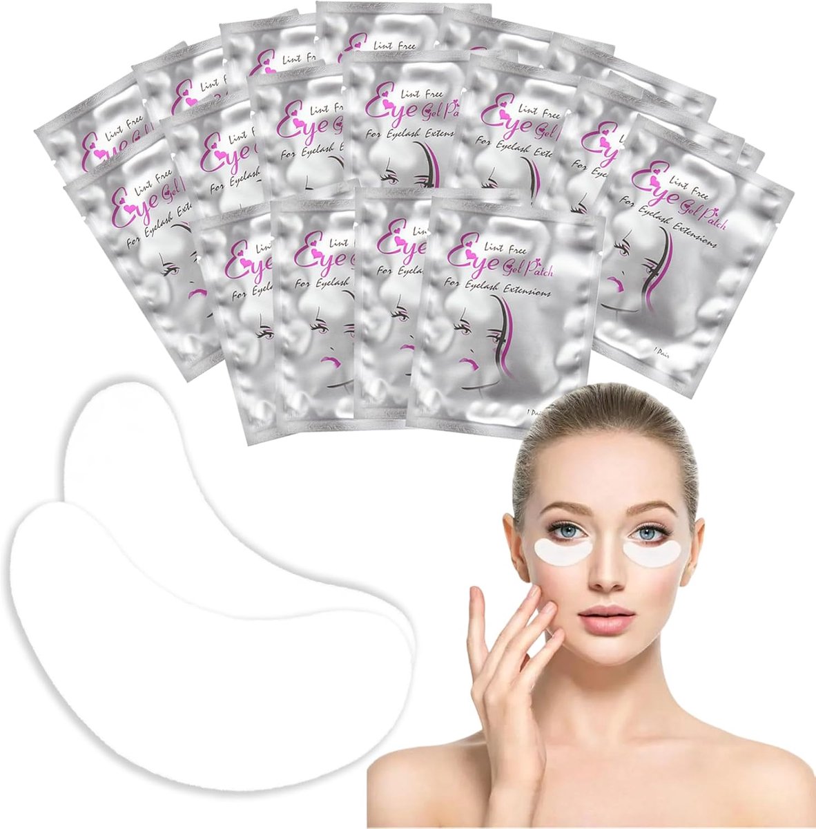 SnelShoppen - 100 Pairs Oogpads voor Wimperextensions, Wimperlifting, Hypoallergene Gel Pads, Onder Ogen, Professionele Salon, Comfortabel, Hygiënisch