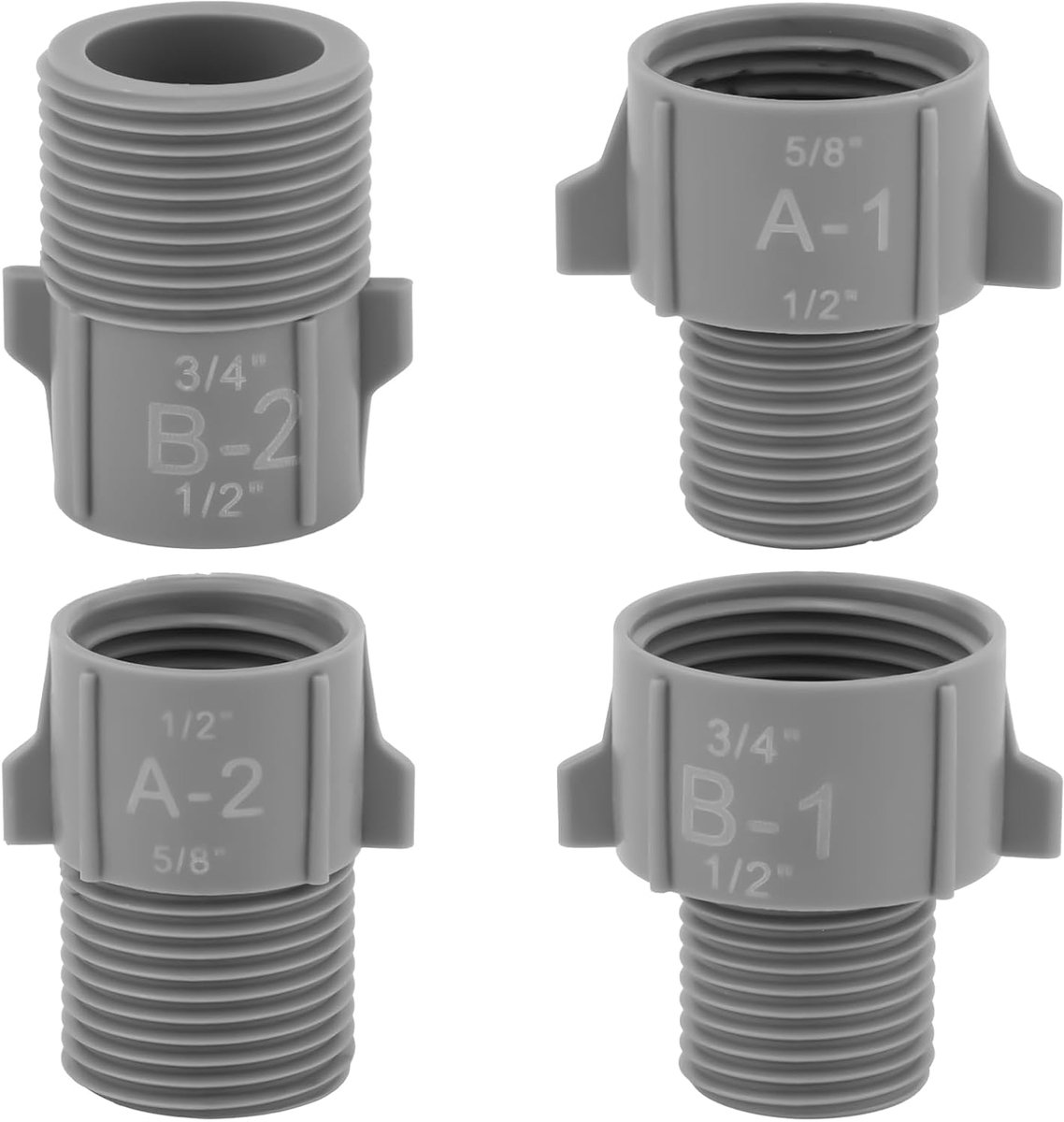 SnelShoppen - 4 Stuks 1/2" 5/8" 3/4" Pijp Converter Aansluitingen, Hookah Converter Male naar Female, Slangadapter voor Verandering van Pijpdikte