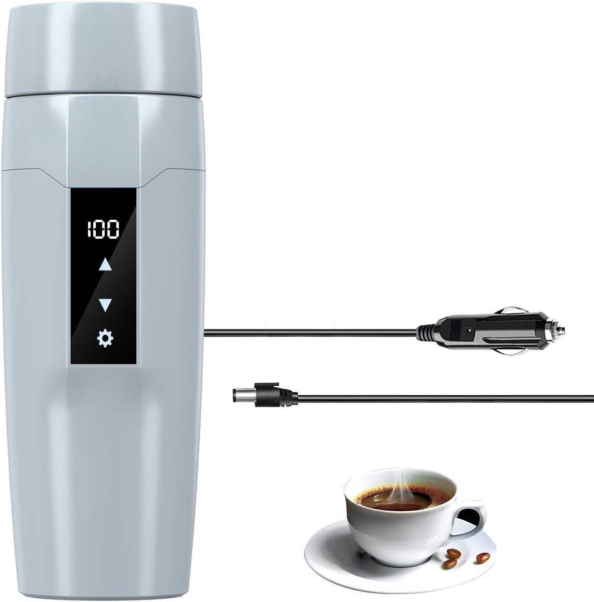 Draagbare Waterkoker - Grijs - Mini Elektrische Boiler met Temperatuurregeling - Voor Thuis, Kantoor en Reizen