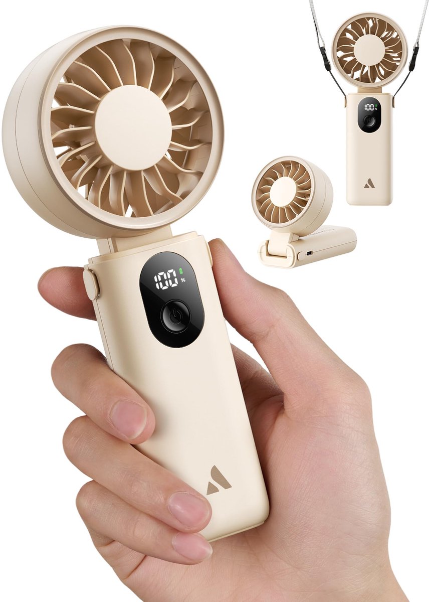 SnelShoppen - Krachtige Draagbare Handventilator Oplaadbaar USB - Mini Ventilator voor Buiten, Camping, Strand, Warmte, Sport, Kinderen, Handheld, Sti