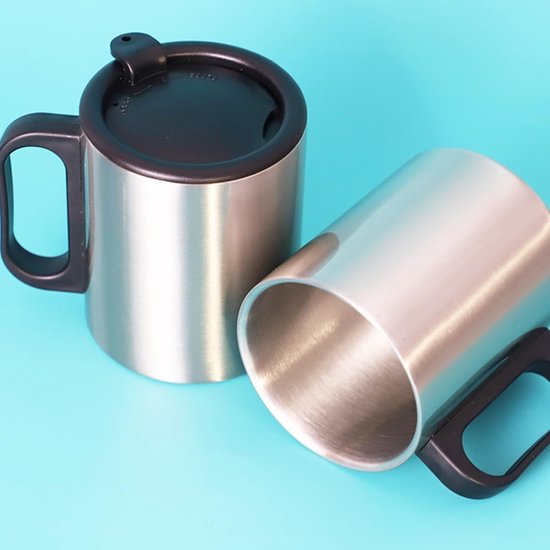 Koffiemokken RVS - Thermo bekers - Dranken warm houden - Dubbelwandige isolatie - 300 ml - Zilver — afbeelding 2