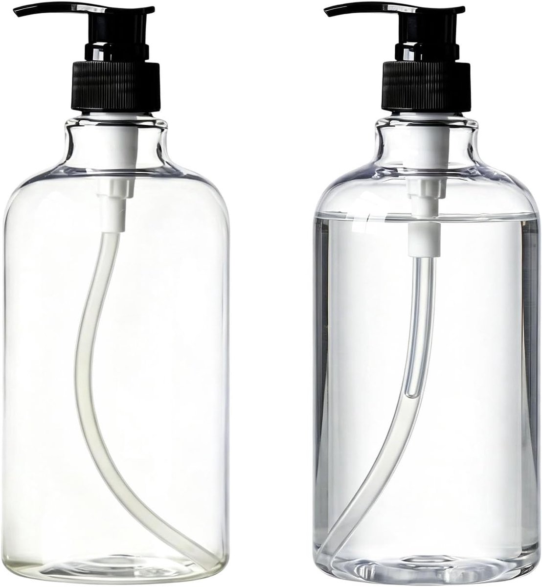 Pompflessen 500ml - 2 stuks - Transparant plastic - Ideaal voor lotions en zeep - ShopVlot