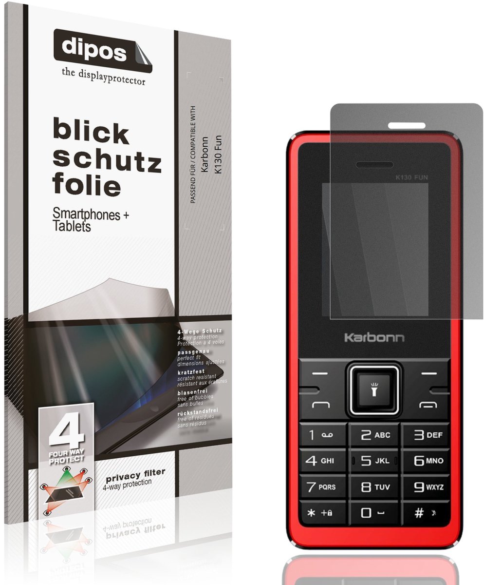 dipos – Matte Privacy Screenprotector geschikt voor Karbonn K130 Fun | Anti-Spy Beschermfolie