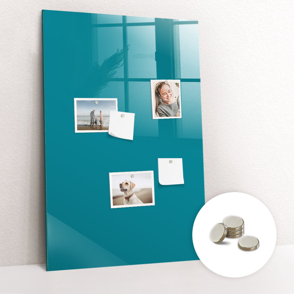 Tulup Glassboard - Zeekleur Magneetbord - 60 cm x 90 cm - Magneetbord Foto - Minimalistisch Prikbord - Magneetbord Muur Maritiem - Gratis 5 Sterke Magneten - Magnet Board - Magnetisch Memobord