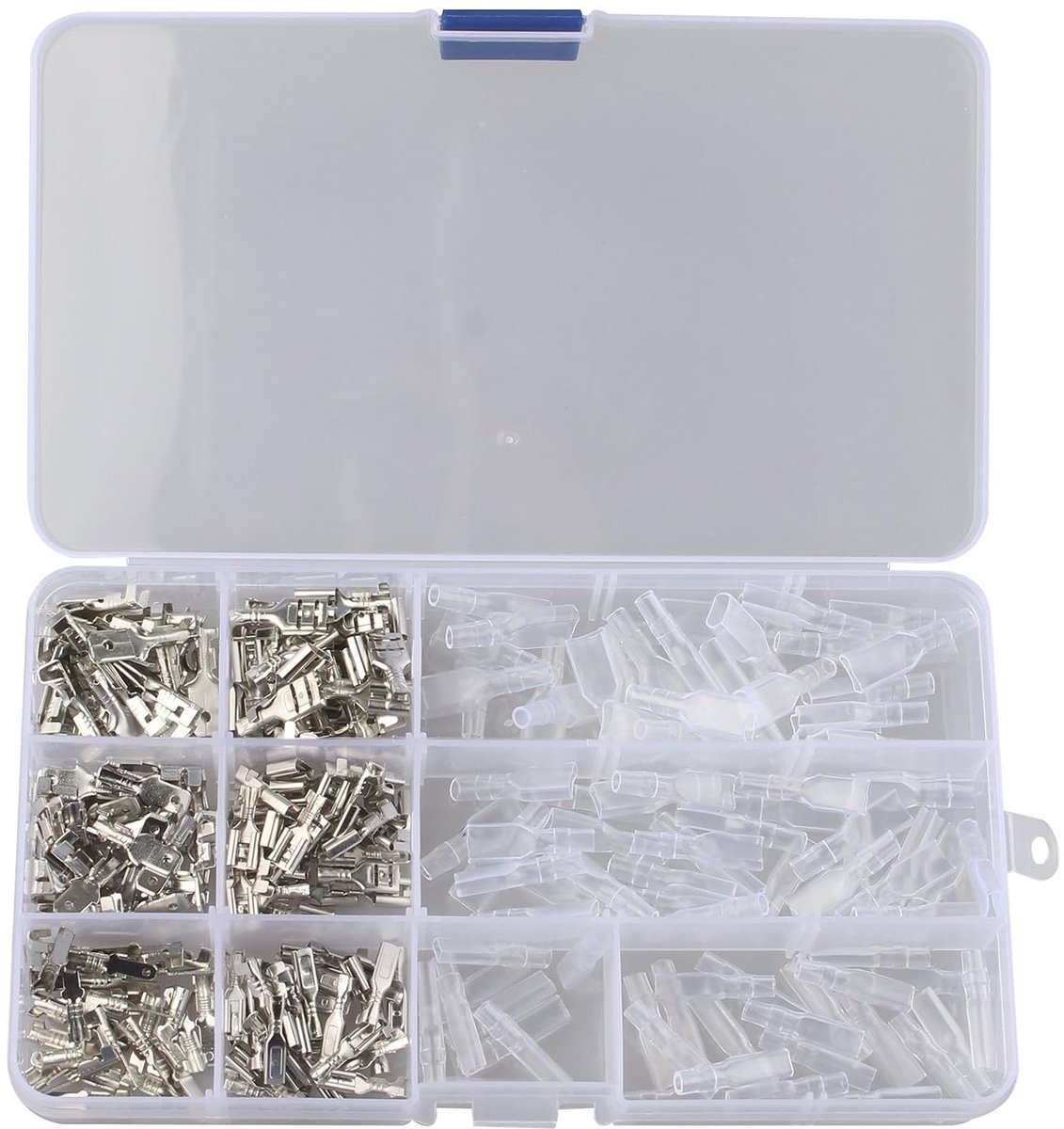 SnelShoppen - 270PCS 2.8mm 4.8mm 6.3mm Male Female Spade Crimp Terminal Connector Assortiment Kit met Isolerende Huls voor Elektrische Verbindingen