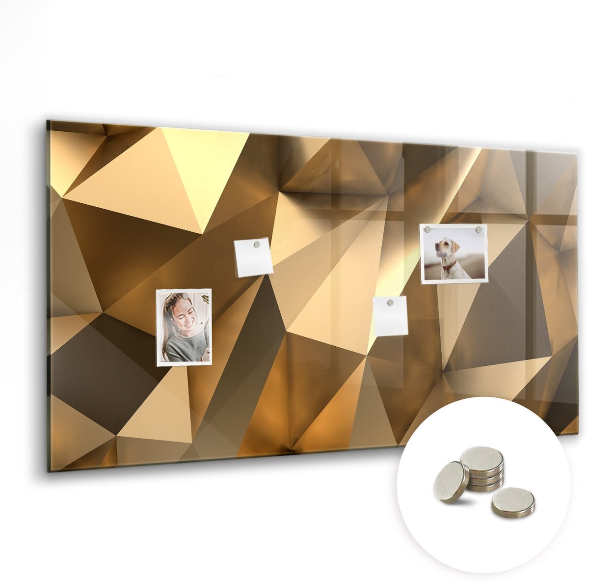 Coloray Glazen Magneetbord - Magnetisch Bord Wereldkaart met ondertitels - 120x60 cm - Gouden Magneetbord - Magnetic Board - Magneetbord Design