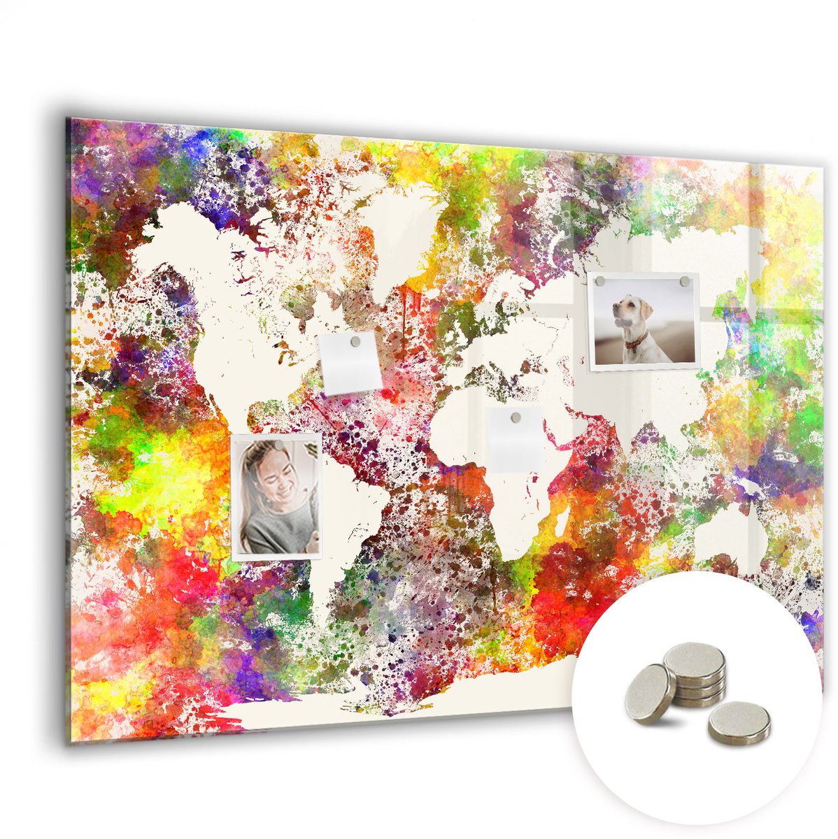 Coloray Glazen Magneetbord - Magnetisch Bord Abstracte groene velden - 100x70 cm - Veelkleurig Magneetbord - Magnetic Board - Bureau Decoratie