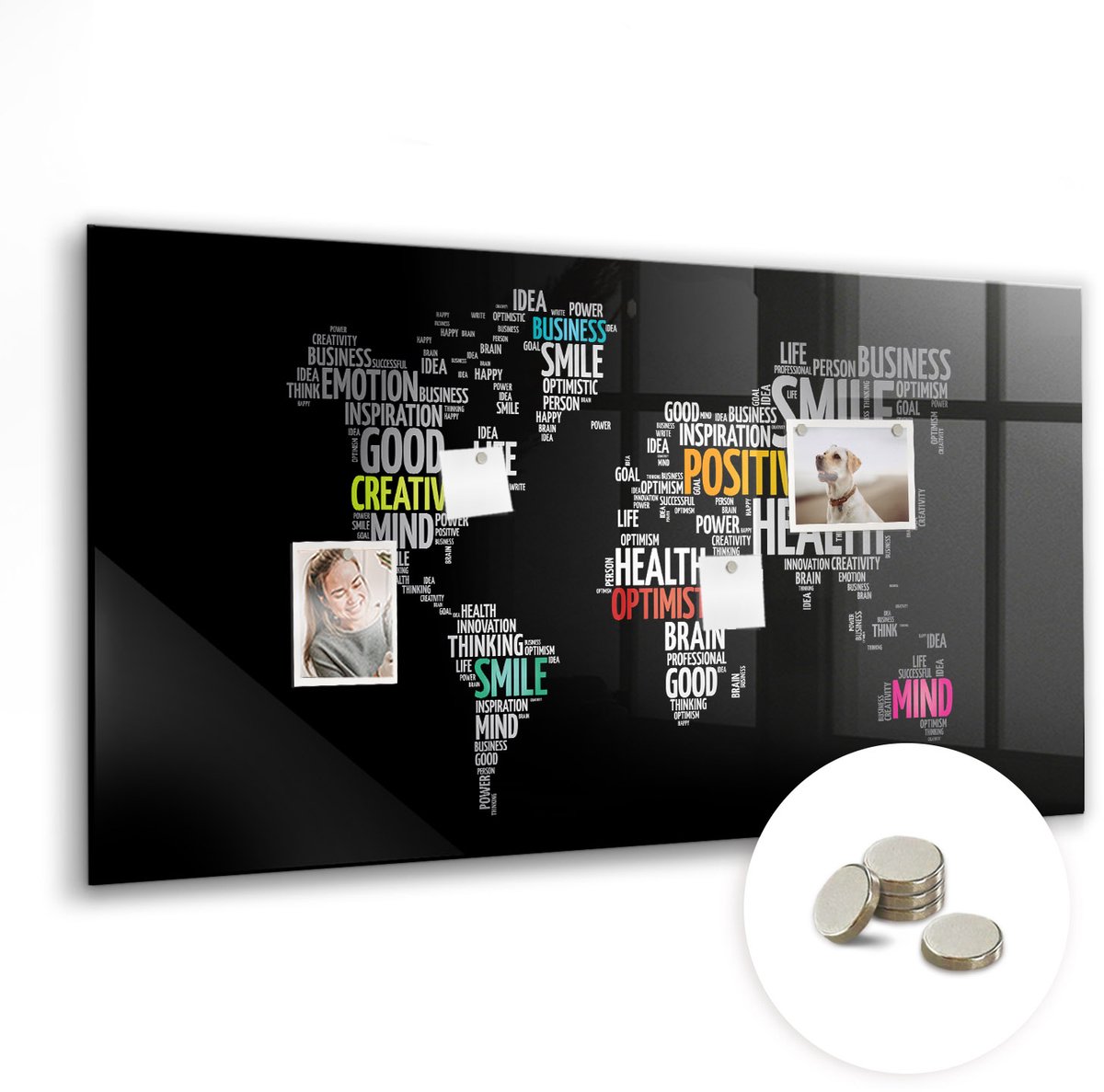 Coloray Glazen Magneetbord - Magnetisch Bord Natuur laat achter - 120x60 cm - Zwart Magneetbord - Magnetic Board - Woonkamer Decoratie
