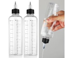 SnelShoppen - 2 Pack Applicator Flessen voor Haar, 8.5oz Plastic Haarolie Dispenser met Duidelijke Gemarkeerde Schaal en Draai-Top Tip