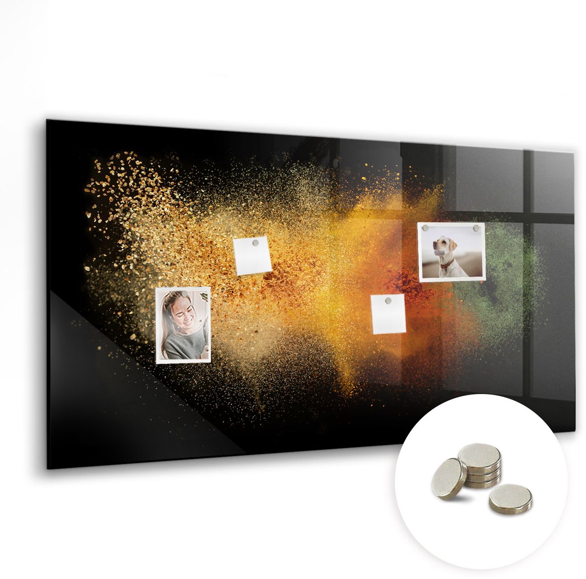 Coloray Glazen Magneetbord - Magnetisch Bord Zwarte kleur - 120x60 cm - Veelkleurig Magneetbord - Magnetic Board - Memobord
