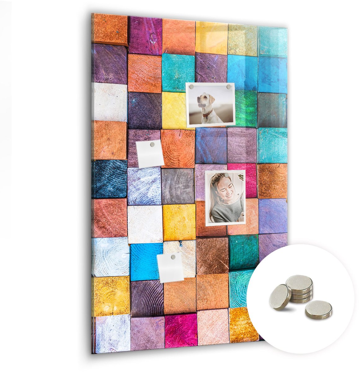 Coloray Glazen Magneetbord - Magnetisch Bord Decoratieve mandala - 60x90 cm - Veelkleurig Magneetbord - Magnetic Board - Magnetisch Wandbord