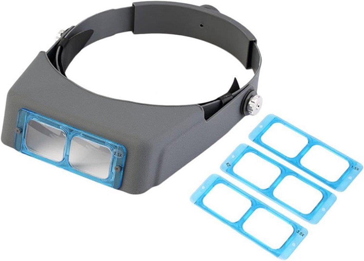 Lupenbril 4 Lensen 1.5x 2x 2.5x 3.5x - Verstelbare hoofdband - Lichtgewicht materiaal - Ideaal voor lezen en handwerken - ShopVlot