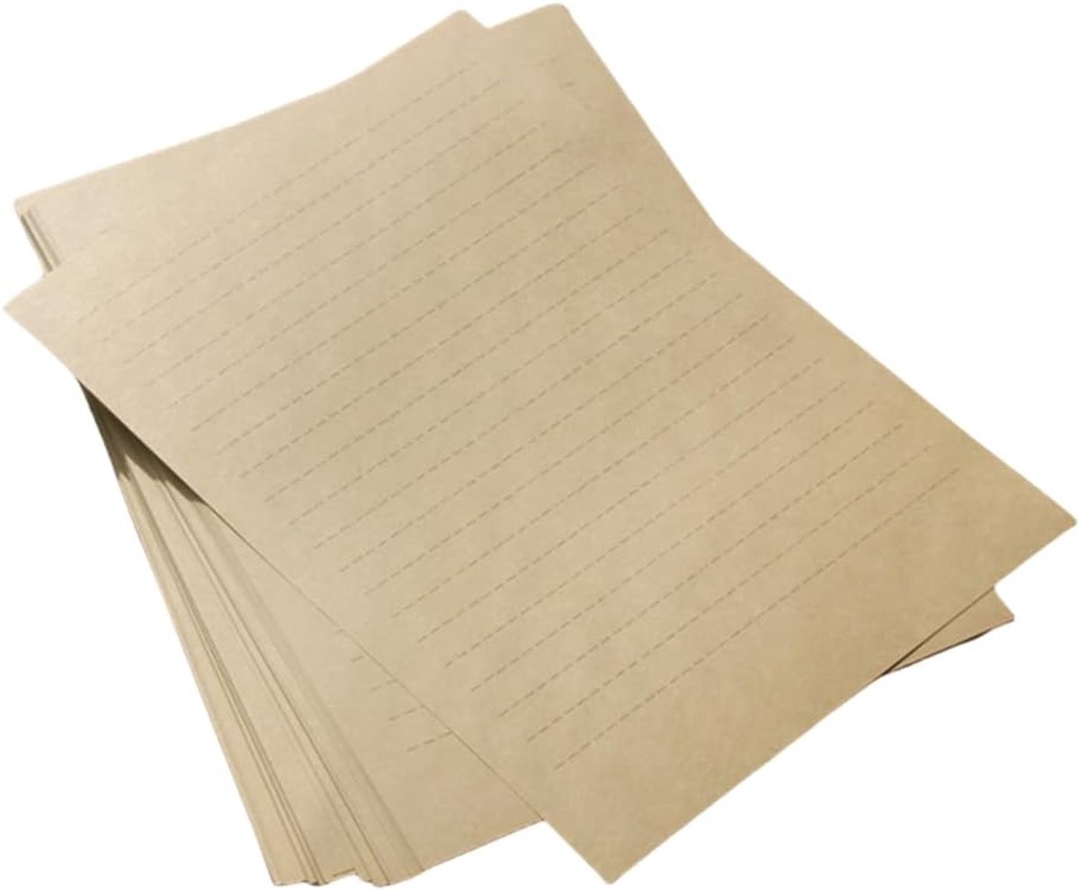 SnelShoppen - Kraft Briefpapier voor Schrijven, Gelijnd Briefpapier, A4 Vintage Printer Papier, Dubbelzijdig Uitnodiging/Decoratief Papier, Antieke Ou