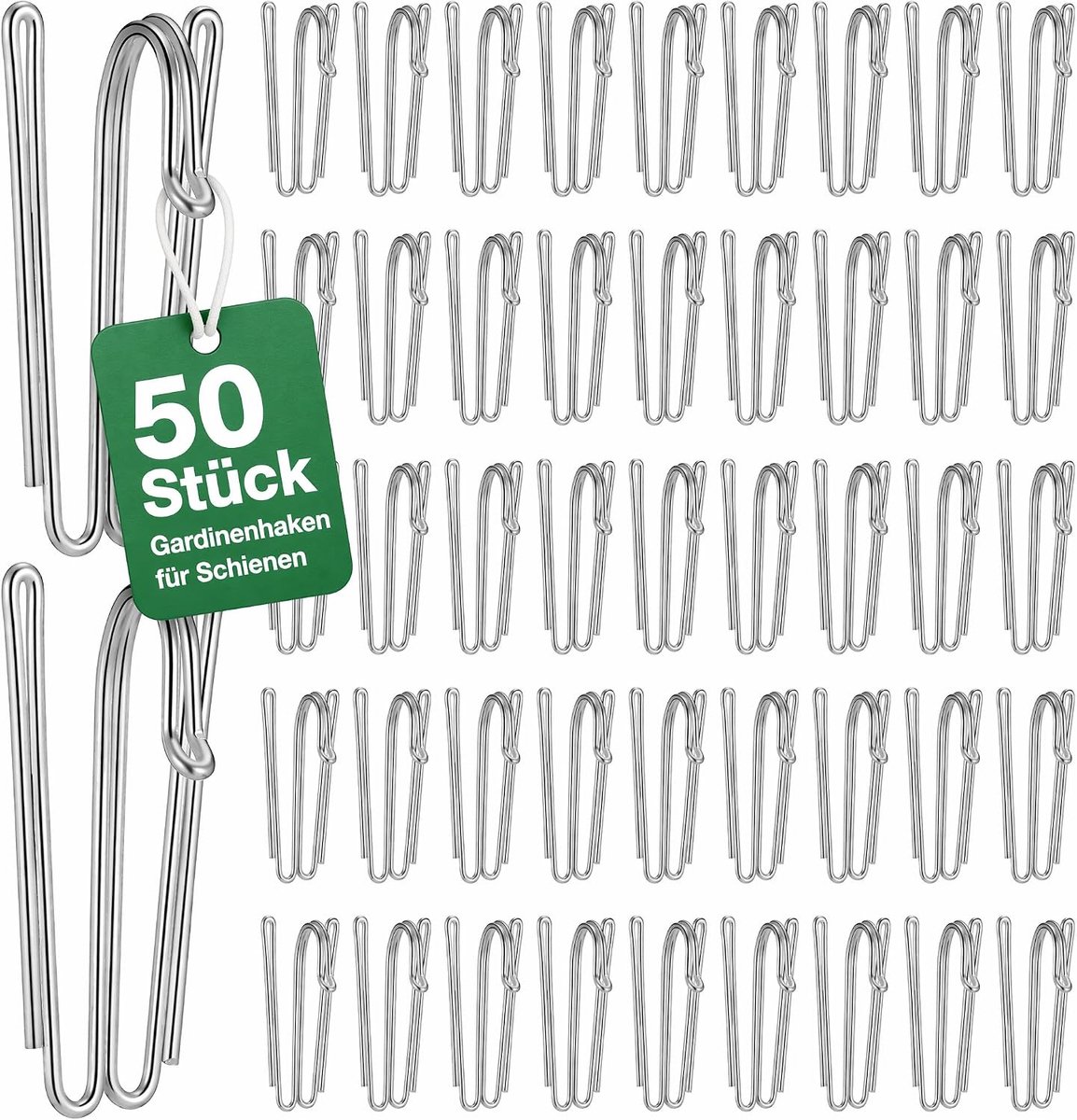 SnelShoppen - 50 Stuks Heavy Duty Gordijnhaken, RVS 4-Punts Klemhaken voor Douchegordijnen, Deurgordijnen, Raamdecoratie, Duurzaam en Robuust