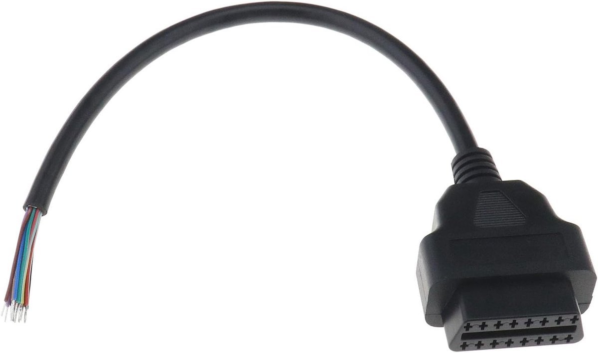 SnelShoppen - OBD2 16 Pin Female Connector Kabel 30cm - Diagnose Kabel Accessoire voor Dataoverdracht - Stevige 26AWG Draad voor Stabiele Verbinding -